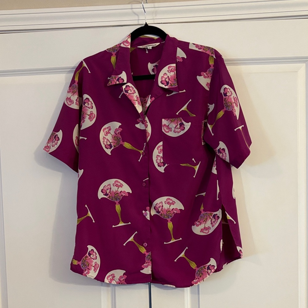 Vibrant Floral Fan Print Shirt